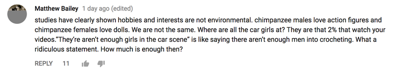 Illustration for article titled The Comments On This Video About A Lack Of 'Car Girls' Are Why There's A Lack Of Car Girls